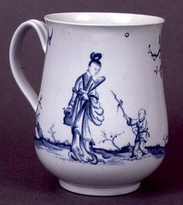 Worcester krus i balusterform dekoreret i blå underglasur, ca. 1755 (keramik) af English School